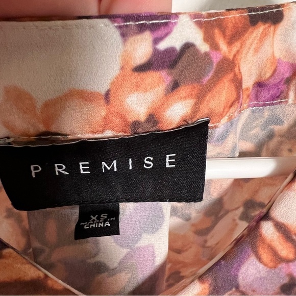 Premise Floral V-Neck Blouse Purple Orange - Picture 13 of 14